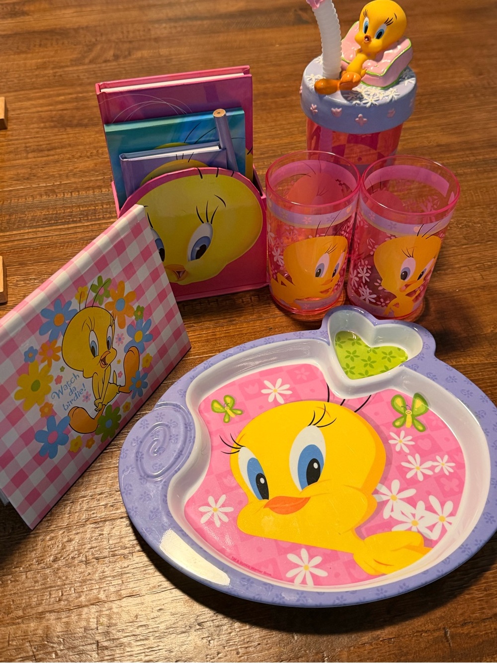 Warner Bros. Tweety Bird Pink and Yellow Disposable Tableware & Stationary Set